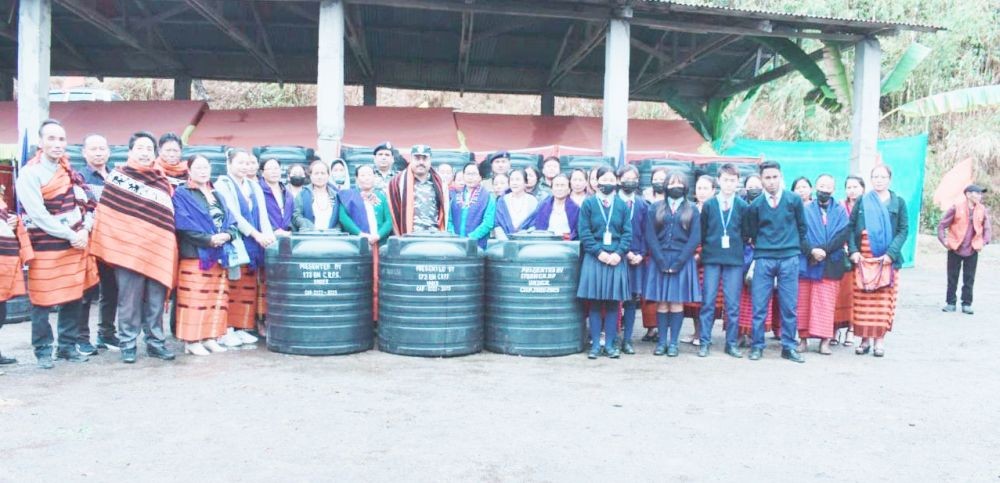 173 Battalion, CRPF organised a civic action programme at its company headquarters located at DEF Camp, Chuchuyimpang under Mokokchung district on March 20. During the programme, a total of 33 water storage tanks were distributed to Government Middle School, Khensa, needy people of Khensa Village and Chuchuyimpang village residing near the deployment of 173 Bn CRPF. (Photo Courtesy: 173 Bn, CRPF)